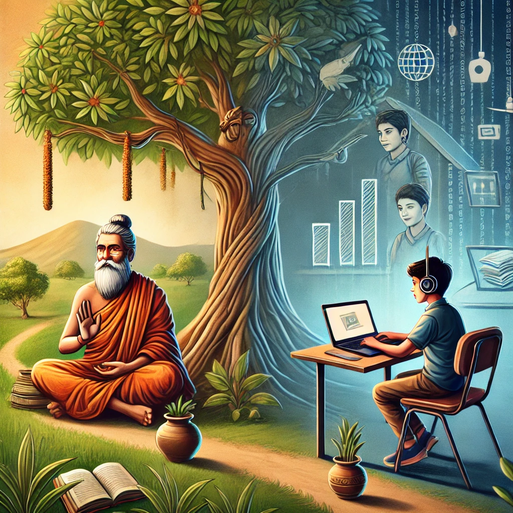 Ekalavya and Acharya Story Illustration